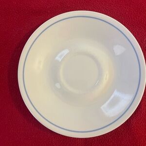 Corelle Needlepoint saucer, have only 1 white with blue rim